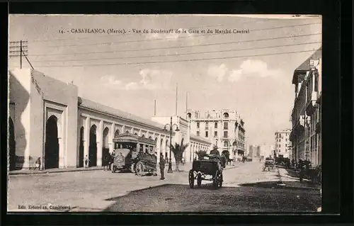 AK Casablanca, Vue du Boulevard de la Gare et du Marchè Central