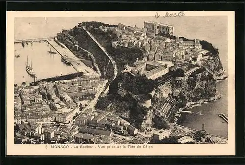AK Monaco, Le Rocher-vue prise de la Tete de Chien