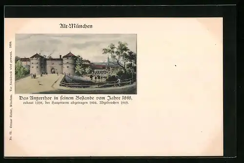 AK München, Das Angertor in seinem Bestande vom Jahre 1848