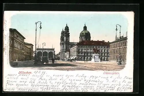 AK München, Odeonsplatz mit Denkmal