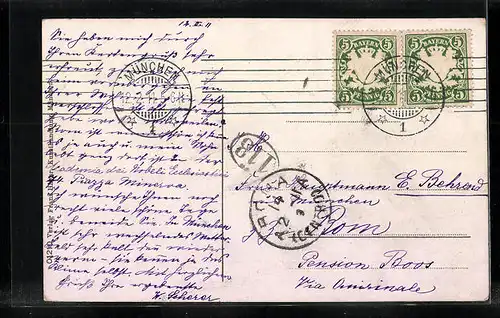 AK München, Blick auf die Isar und Lukas-Kirche mit Brücke