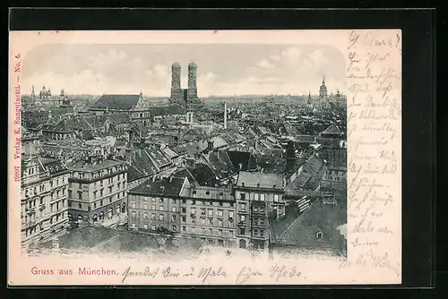 AK München, Teilansicht mit Frauenkirche