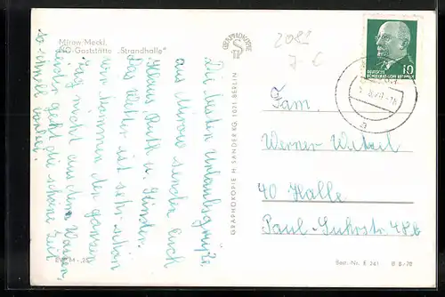 AK Mirow /Meckl. HO-Gaststätte Strandhalle