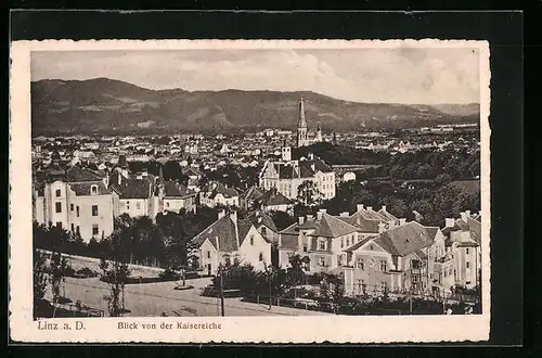 AK Linz a. D., Blick von der Kaisereiche auf den Ort