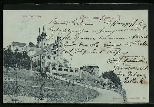 Mondschein-AK Linz a. D., Hôtel Pöstlingberg