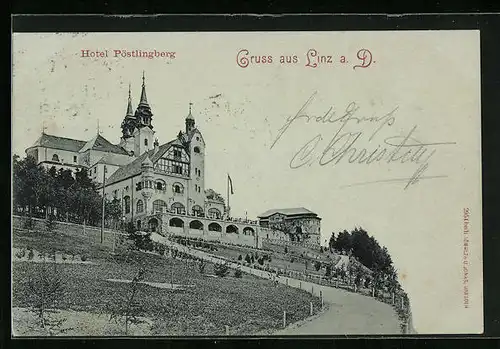 AK Linz a. D., Hôtel Pöstlingberg