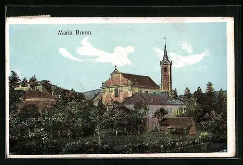 AK Maria Brunn, Ortspartie mit Kirche