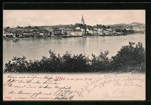 AK Ybbs ander Donau, Teilansicht mit Kirche