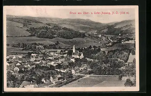 AK Unter-Aspang, Teilansicht mit Ober-Aspang