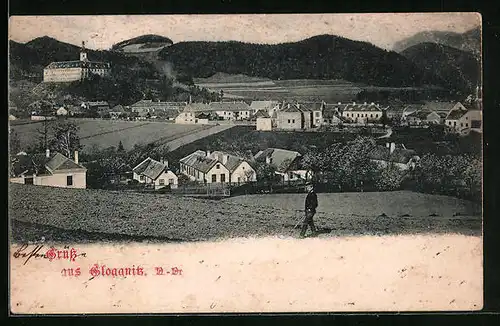 AK Gloggnitz, Teilansicht mit Mann