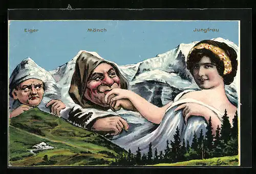 AK Eiger, Mönch und JungfrauBerg mit Gesicht / Berggesichter