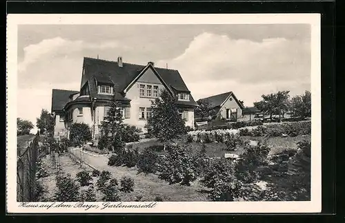 AK Hauteroda b. Heldungen a. U., Haus auf dem Berge, Erholungsheim d. Ev. Jungmädchenbundes Thüringen, Gartenansicht