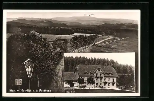 AK Neu-Eck a. d. Feldberg, Höhengasthaus Neu-Eck, Blick vom Ort auf den Feldberg