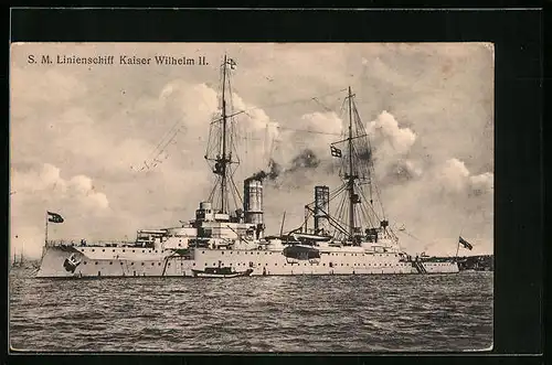 AK SM Linienschiff Kaiser Wilhelm II. auf Backbord