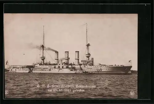 AK SMS Panzerkreuzer Prinz Adalbert auf Steuerbord