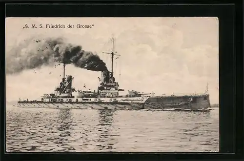 AK Kriegsschiff SMS Friedrich der Grosse Volldampf gebend