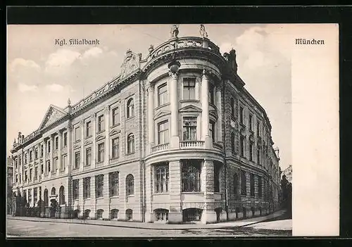 AK München, Königliche Filialbank, Promenadestrasse Ecke Prannerstrasse