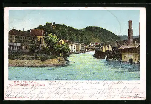 AK Bruck a. M., Mürzmündung in die Mur