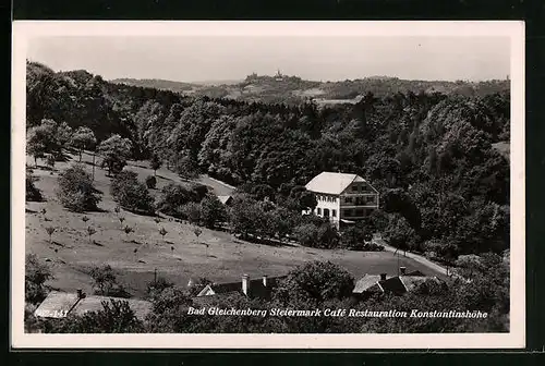 AK Bad Gleichenberg, Café Restauration Konstantinshöhe mit Wald