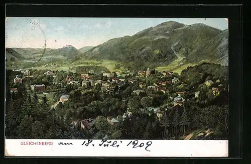 AK Gleichenberg, Ortsansicht aus der Vogelschau