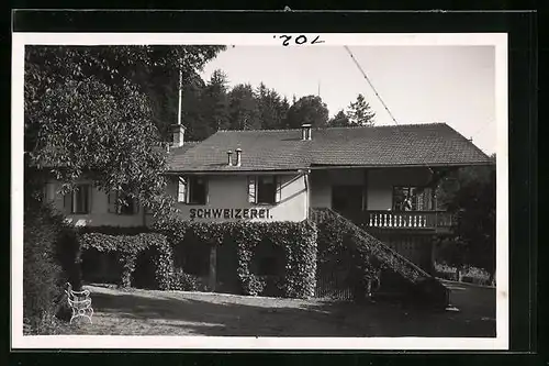 AK Gleichenberg, Schweizerei mit Bank im Garten