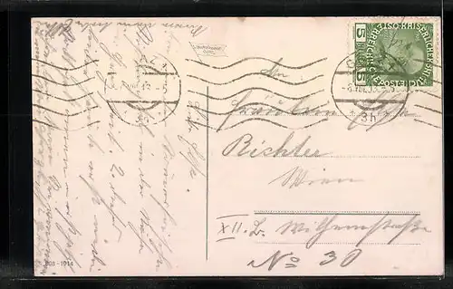 AK Graz, Boote auf dem Hilmteich am Abend