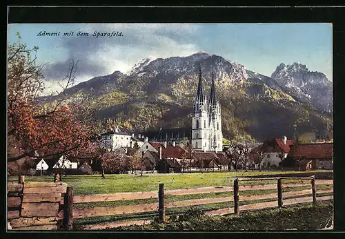 AK Admont, Sparafeld, Schloss vor Bergpanorama