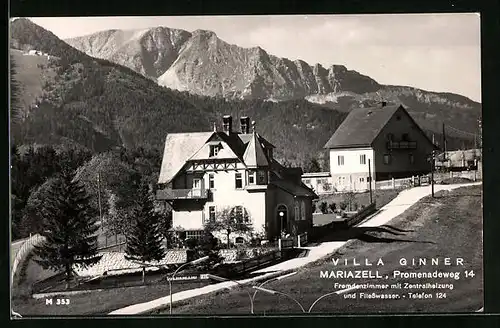 AK Mariazell, Villa Ginner vor Bergpanorama