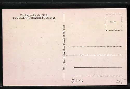 AK Sigmundsberg /Mariazell, Erholungsheim der DAF