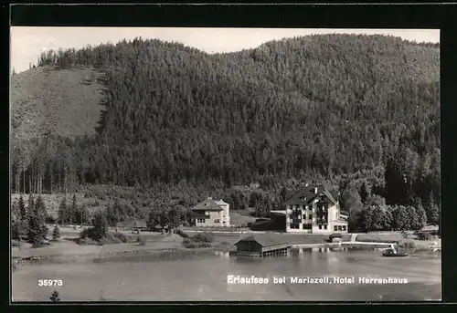 AK Mariazell, Hotel Herrenhaus, Erlaufsee mit Bootshaus