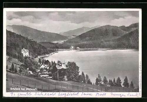 AK Mariazell, Häuser am Ufer des Erlafsee