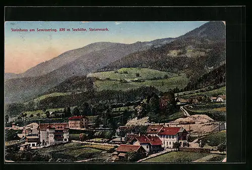 AK Steinhaus a. Semmering, Ortschaft im Abendrot