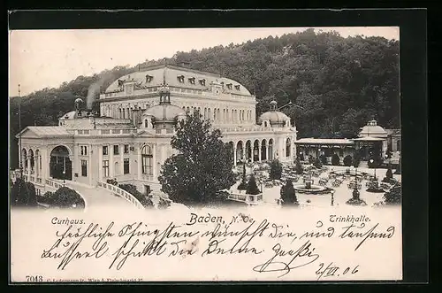 AK Baden b. Wien, Trinkhalle mit Curhaus