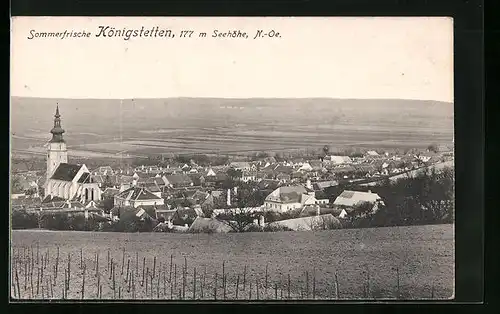 AK Königstetten, Ortsansicht mit Blick über die Felder