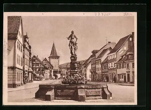 AK Gengenbach, Hauptstrasse mit Brunnen