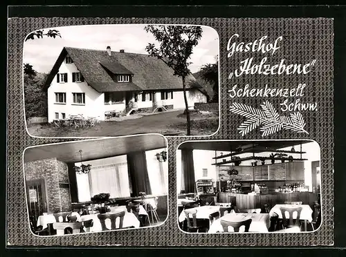 AK Schenkenzell /Schwarzwald, Gasthof Holzebene mit Innenansichten