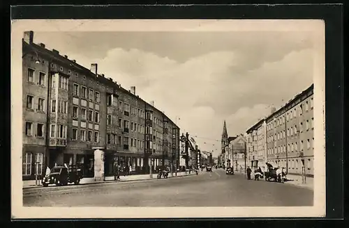 AK Dessau, Zerbster Strasse, Litfasssäule