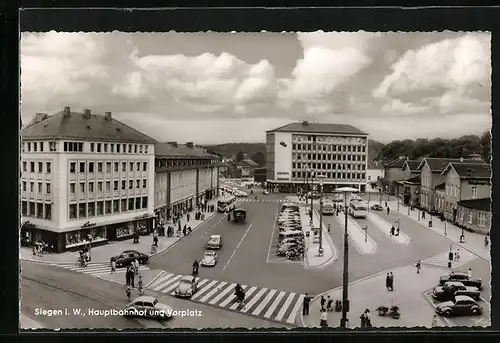 AK Siegen i. W., Hauptbahnhof und Vorplatz
