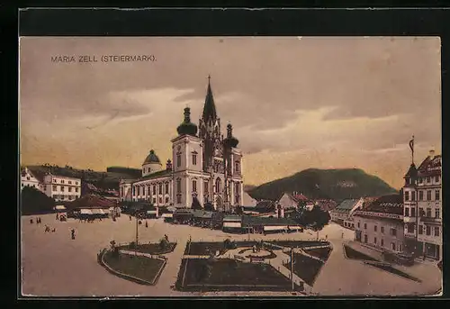 AK Maria Zell, Kirche mit Anlage, Markt