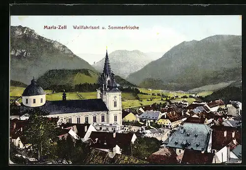 AK Maria-Zell, Gnadenkirche vor Bergkuppen