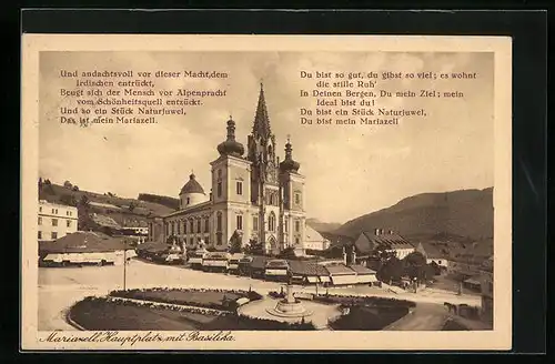 AK Mariazell, Hauptplatz mit Basilika