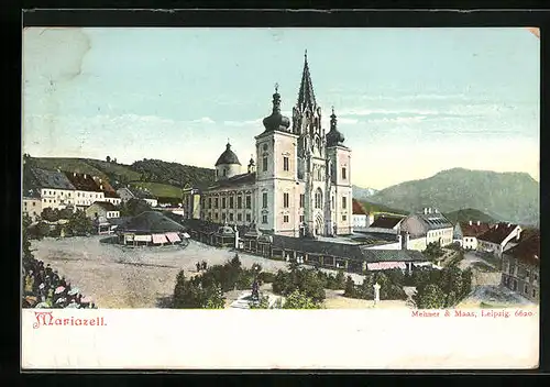 AK Mariazell, Gnadenkirche hinter den Anlagen