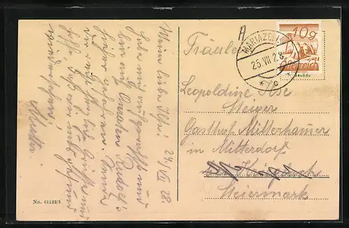 AK Mariazell, Kirchenfront mit Doppelturm