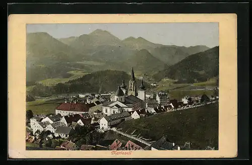 AK Mariazell, Wallfahrtsort aus der Vogelschau