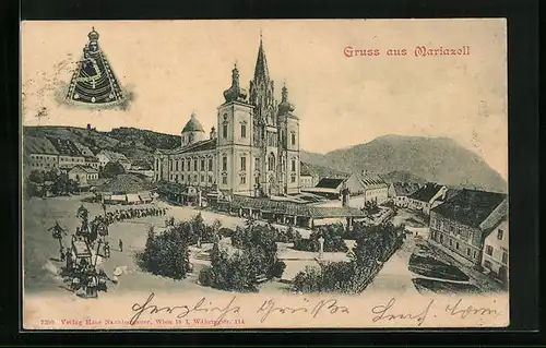 AK Mariazell, Prozession an den Kirchen-Anlagen