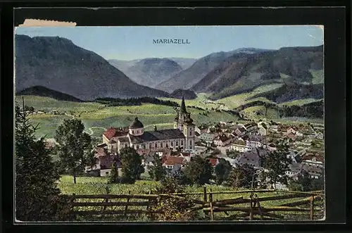 AK Mariazell, Sommerfrische aus der Vogelschau