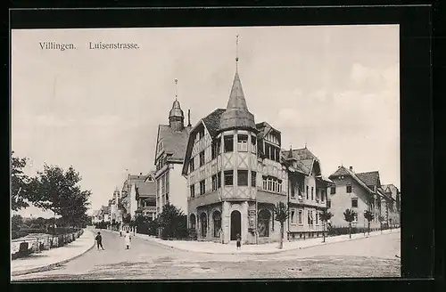 AK Villingen, Luisenstrasse mit Geschäft