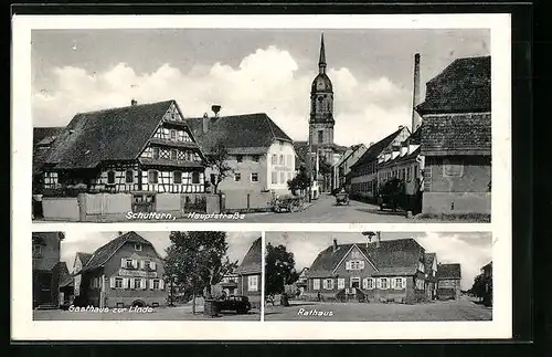 AK Schuttern, Gasthaus zur Linde, Rathaus, Hauptstrasse