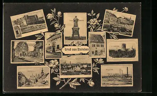 AK Eisleben, Krughütte, Luthers Sterbehaus, Schlossruine