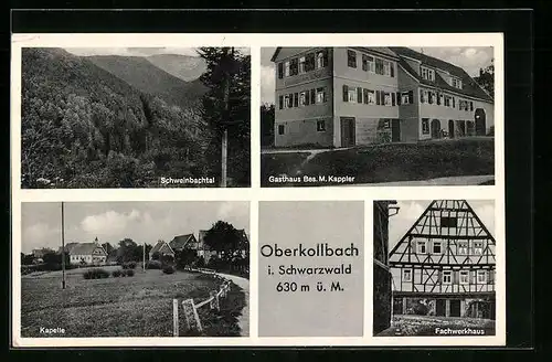 AK Oberkollbach i. Schwarzwald, Gasthaus von M. Kappler, Fachwerkhaus, Schweinbachtal